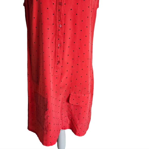 Equipment Femme Lucida Hibiscus Red 100% Silk Shirt Dress Size Medium Star Print - Picture 4 of 16